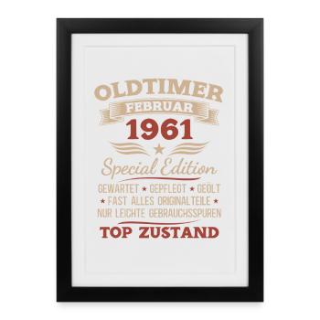 65e anniversaire Homme Vintage 1961 - Affiche encadrée (27 × 37 cm) - noir - Devant