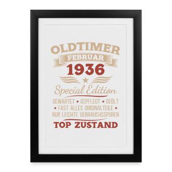 90e anniversaire Homme Millésime 1936 - Affiche encadrée (27 × 37 cm) - noir - Devant