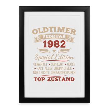 44e anniversaire Homme Vintage 1982 - Affiche encadrée (27 × 37 cm) - noir - Devant