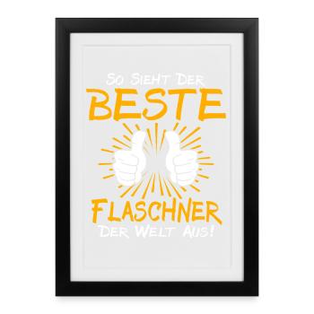 Idée de cadeau Flaschner - Affiche encadrée (27 × 37 cm) - noir - Devant