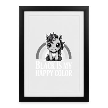 Black Is My Happy Color Unicorn - Framed poster (27 × 37 cm) - black - Front