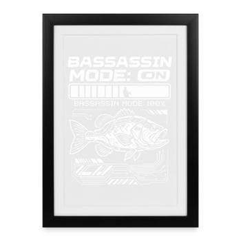Bassassin Mode On Bass Fishing 100 Percent - Framed poster (27 × 37 cm) - black - Front