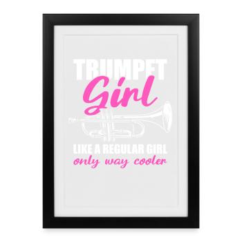 Trompettiste Fille Trompettiste - Affiche encadrée (27 × 37 cm) - noir - Devant