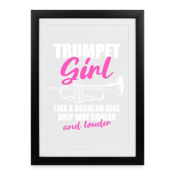 Trompettiste Fille Trompettiste - Affiche encadrée (27 × 37 cm) - noir - Devant