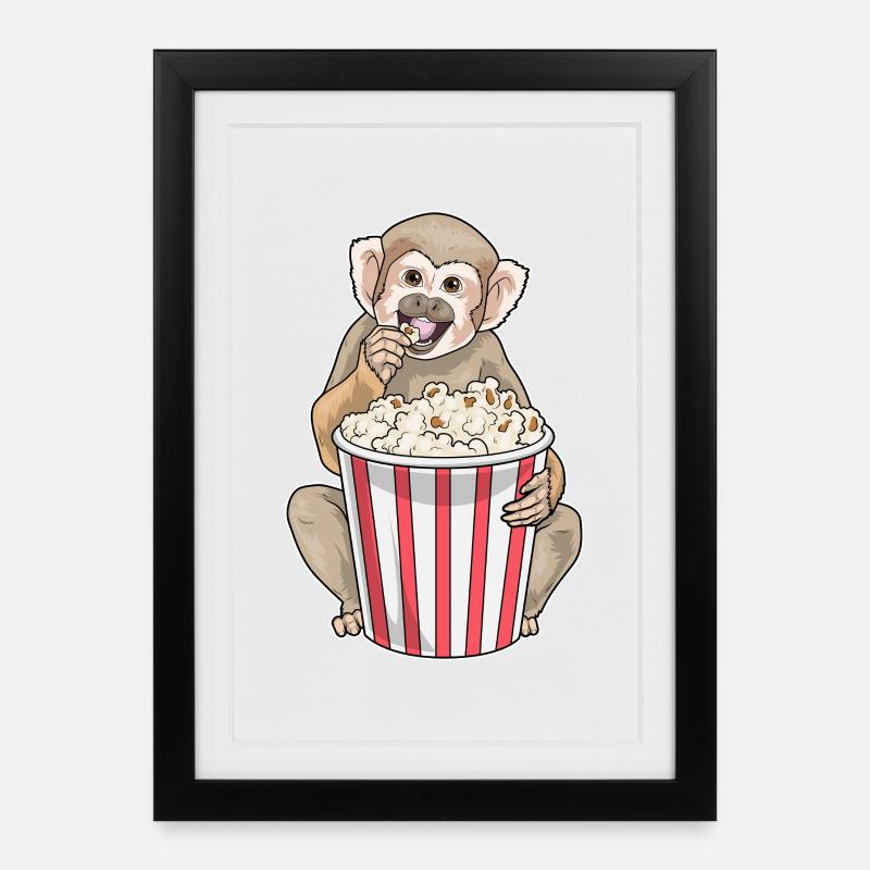 Popcorn Singe - Affiche encadrée (27 × 37 cm) - noir