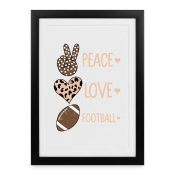 Peace Love Football Player Fan Season - Framed poster (27 × 37 cm) - black - Front
