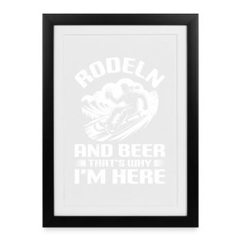Schlitten RODELN UND RADLER DARUM BIN ICH HIER - Gerahmtes Poster (27 × 37 cm) - Schwarz - Vorne