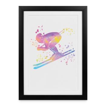 Ski alpin Sports d’hiver Ski nordique - Affiche encadrée (27 × 37 cm) - noir - Devant