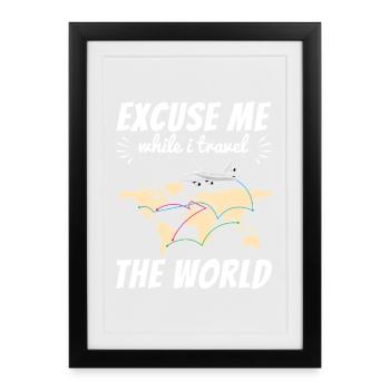 Voyage du monde Petit voyage Cadeau de voyage Fans Aventuriers - Affiche encadrée (27 × 37 cm) - noir - Devant