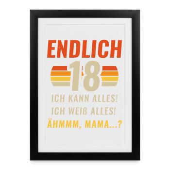 Enfin 18 ans, je peux tout faire, je sais tout, tout - Affiche encadrée (27 × 37 cm) - noir - Devant