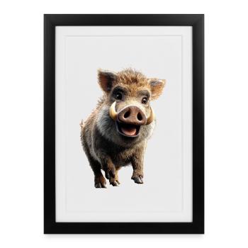 Sanglier sauvage Sanglier sauvage Sanglier Porc Chasseur de cochons - Affiche encadrée (27 × 37 cm) - noir - Devant