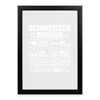 Welder Problem Solver – Funny Craftsman Info - Framed poster (27 × 37 cm) - black - Front