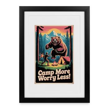 Camp Plus S’Inquiéter Moins - Affiche encadrée (27 × 37 cm) - noir - Devant