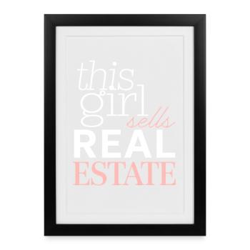 This Girl Sells Real Estate - Framed poster (27 × 37 cm) - black - Front