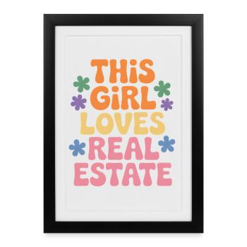 Cette femme adore l’immobilier - Affiche encadrée (27 × 37 cm) - noir - Devant