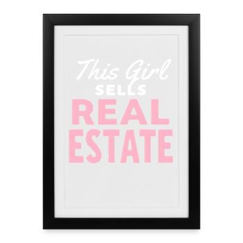 Cette fille vend de l’immobilier - Affiche encadrée (27 × 37 cm) - noir - Devant