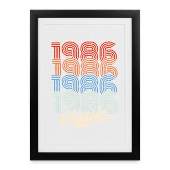 Néon rétro classique de 1986 - Affiche encadrée (27 × 37 cm) - noir - Devant