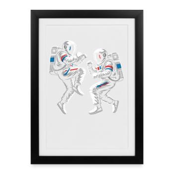 Duels d’astronautes dans un style rétro - Affiche encadrée (27 × 37 cm) - noir - Devant