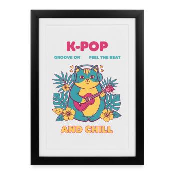Groove K-POP sur Feel The Beat And Chill Cat - Affiche encadrée (27 × 37 cm) - noir - Devant
