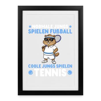 Tennis Player Groundhog Cool Boys Playing Tenni - Framed poster (27 × 37 cm) - black - Front