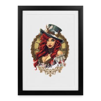 Femmes Steampunk Magnifiques Steampunk - Affiche encadrée (27 × 37 cm) - noir - Devant