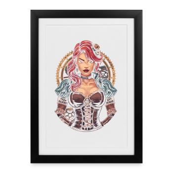 Femmes Steampunk Magnifiques Steampunk - Affiche encadrée (27 × 37 cm) - noir - Devant