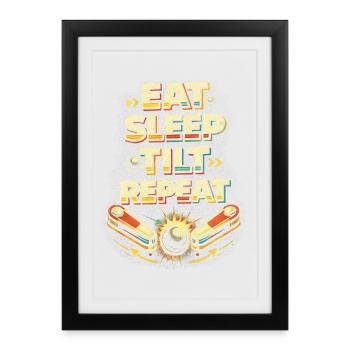 Joueur de flipper mange Sleep Tilt - Affiche encadrée (27 × 37 cm) - noir - Devant