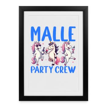 Fête de Malle Crew Vacances des Filles Licornes - Affiche encadrée (27 × 37 cm) - noir - Devant