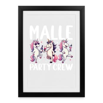 Équipe de la fête de la merle, licorne qui boit Fun à Majorque - Affiche encadrée (27 × 37 cm) - noir - Devant
