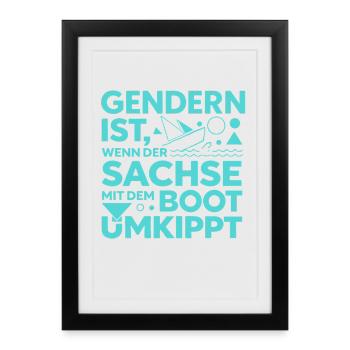 Gendern Saxon Boot Overturns Dialect Joke - Framed poster (27 × 37 cm) - black - Front
