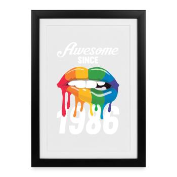 Rainbow Lips 1986 - Framed poster (27 × 37 cm) - black - Front