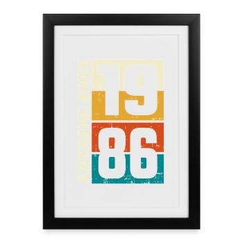 Logo rétro des Jeux 1986 - Affiche encadrée (27 × 37 cm) - noir - Devant