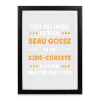 Beau gosse et side-cariste je gère - Affiche encadrée (27 × 37 cm) - noir - Devant