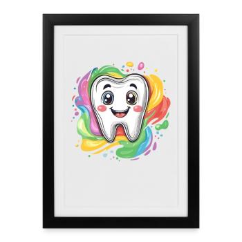 Une éclaboussure de couleur joyeuse pour les dents - Affiche encadrée (27 × 37 cm) - noir - Devant