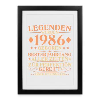40th Birthday Unique 1986 Born - Framed poster (27 × 37 cm) - black - Front