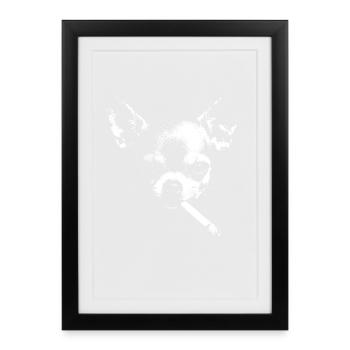 Chihuahua Noir with cigarette - Framed poster (27 × 37 cm) - black - Front