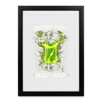 Boisson énergisante : Premier sommeil - Affiche encadrée (27 × 37 cm) - noir - Devant