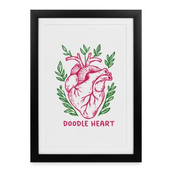 Doodle Heart Doodle Drawing - Framed poster (27 × 37 cm) - black - Front