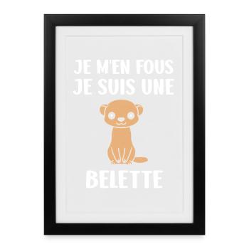 Cute Weasel on Black - Framed poster (27 × 37 cm) - black - Front