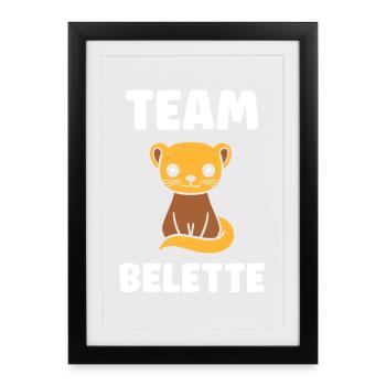 Team Belette Chaton Mascot - Affiche encadrée (27 × 37 cm) - noir - Devant