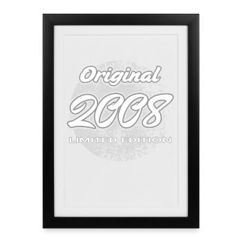 18e anniversaire 2008 cadeau garçons et filles - Affiche encadrée (27 × 37 cm) - noir - Devant