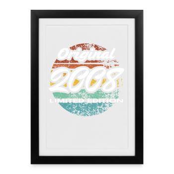 18e anniversaire 2008 cadeau garçons et filles - Affiche encadrée (27 × 37 cm) - noir - Devant