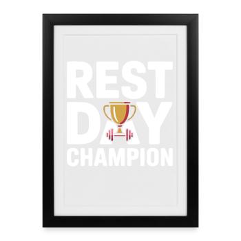 Humour de la Championne de la Journée de repos sur la forme physique - Affiche encadrée (27 × 37 cm) - noir - Devant