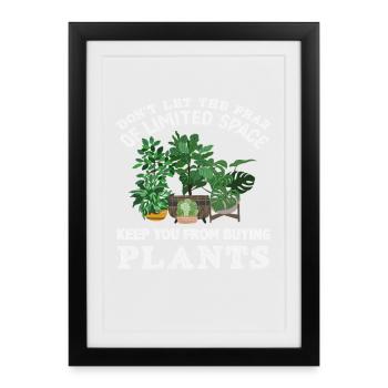 Les amoureux des plantes achètent plus de plantes Jardiniers - Affiche encadrée (27 × 37 cm) - noir - Devant