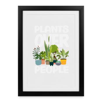 Amoureux des plantes avant les gens Plante succulente - Affiche encadrée (27 × 37 cm) - noir - Devant