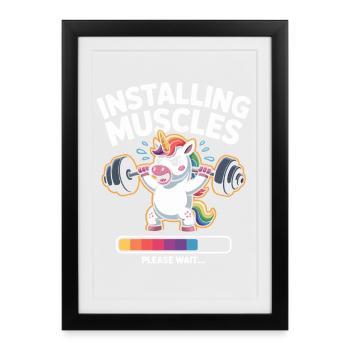 Unicorn lifts weights - Framed poster (27 × 37 cm) - black - Front