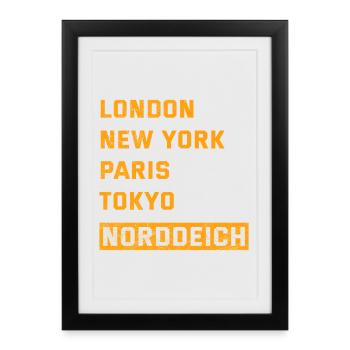 Vacances de la mer du Nord LONDRES, NEW YORK, PARIS NORDDEICH - Affiche encadrée (27 × 37 cm) - noir - Devant