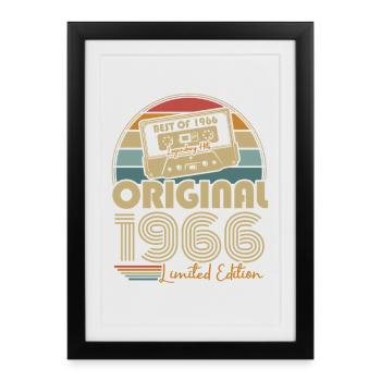 Orginal 1966 Vintage Jahrgang Geburtstag Geschenk - Gerahmtes Poster (27 × 37 cm) - Schwarz - Vorne