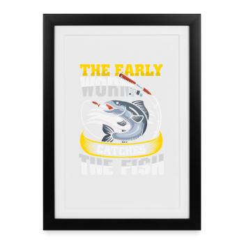 Fishing Angler Fish Fisherman Sayings Petri Heil - Framed poster (27 × 37 cm) - black - Front