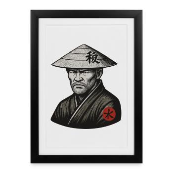 Rice Hat Samurai Warrior - Framed poster (27 × 37 cm) - black - Front